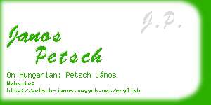 janos petsch business card